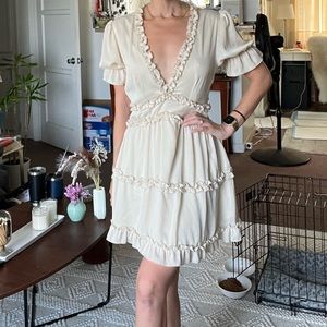 Cream Dress with ruffles